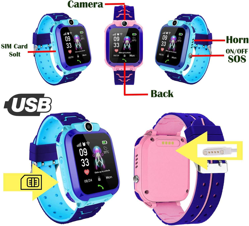 Kids IP67 Waterproof Smartwatch, GPS + Cellular, Pink