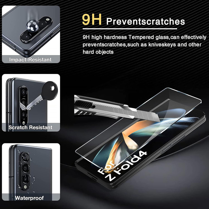 Samsung Galaxy Z Fold 4 5g Milomdoi No bubbles Tempered Glass with Camera Lens Protector Mounting Positioner Accessories, 3 Pieces, Clear