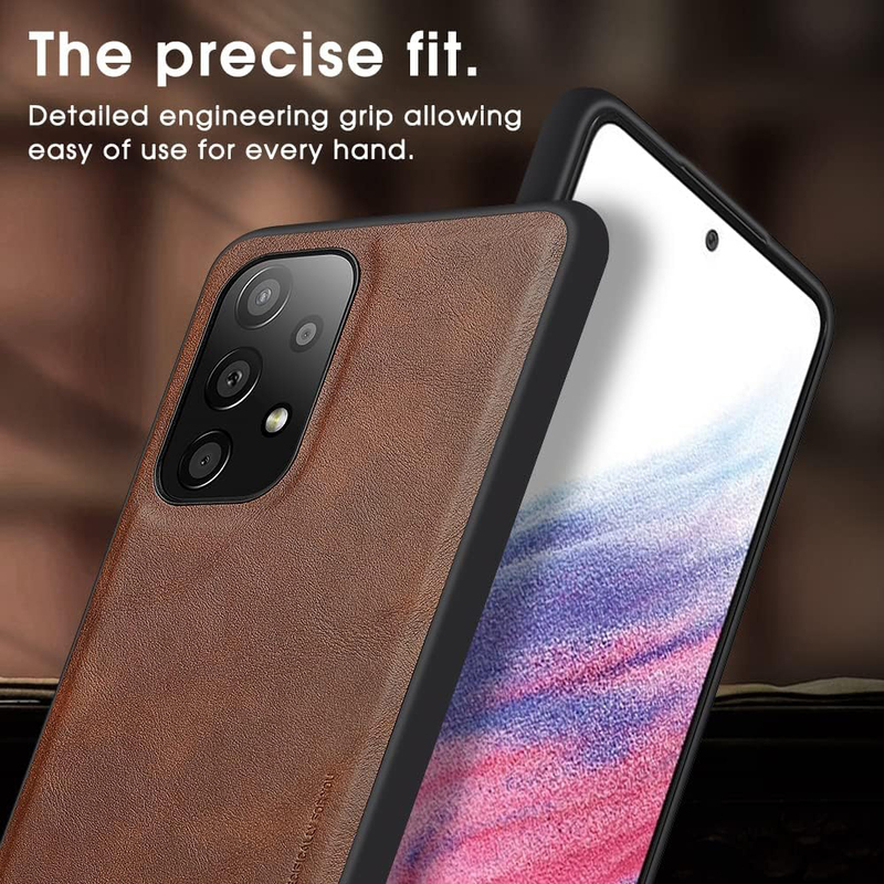 X-Level Samsung Galaxy A53 5g Thin Slim Premium PU Leather Soft Bumper Shockproof Anti-Scratch Protective Mobile Phone Case Cover, Brown