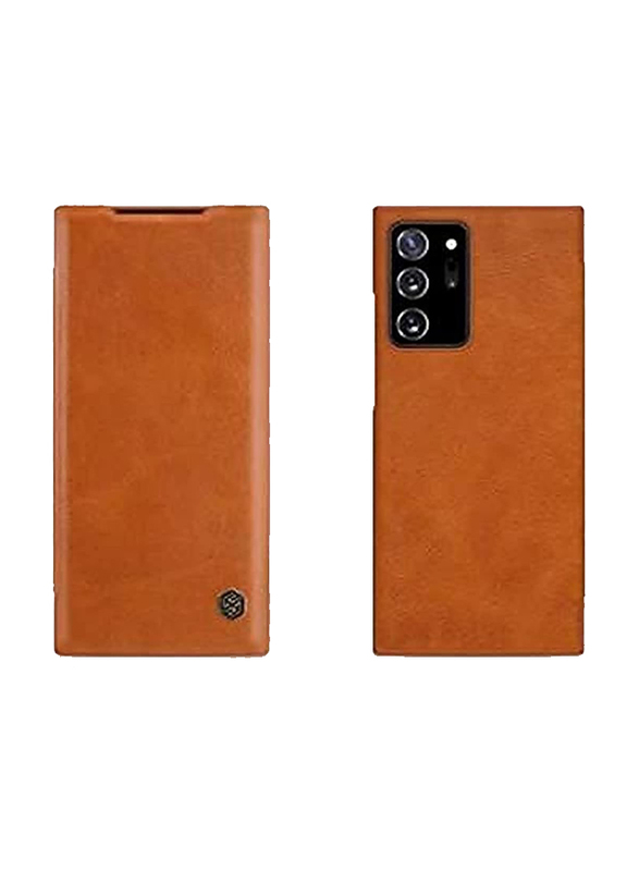 Nillkin Qin Samsung Galaxy Note 20 Ultra Leather Flip Mobile Phone Case Cover, Brown