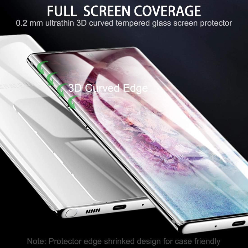 Hunch Samsung Galaxy Note 10 Pro UV Glass Full 3D Curved Edge 0.2mm Fingerprint Sensor Tempered Glass Screen Protector, Clear