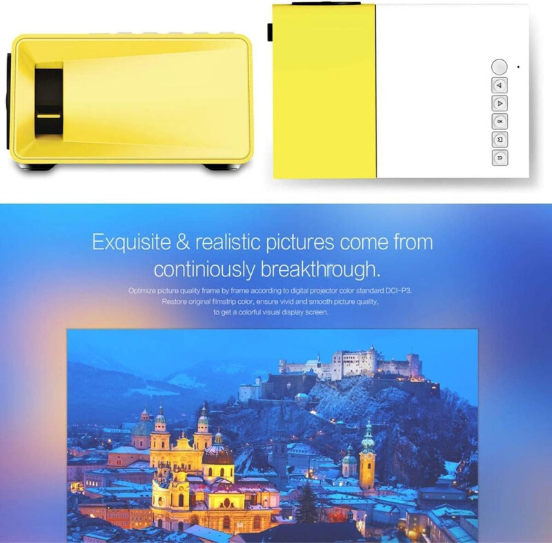 YG300 Mini Portable Projector, Yellow/White