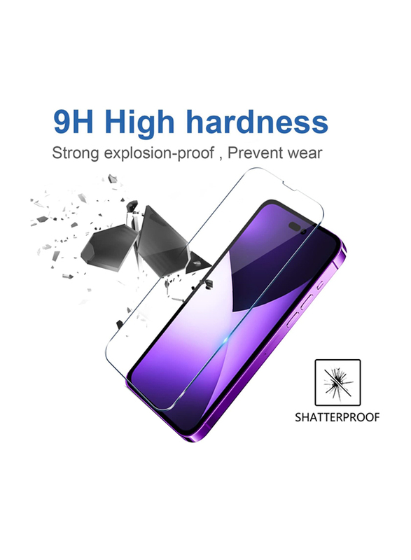 Apple iPhone 14 Pro 0.33 Thickness Ultra HD Full Screen Bubble-Free & Scratch Resistant Tempered Glass Mobile Phone Screen Protector with Camera Lens Protector, 6 Pieces, Clear