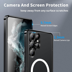 Samsung Galaxy S24 Ultra Magnetic Magsafe Camera Lens Protector Shockproof Metal Frame Mobile Phone Case Cover, Black