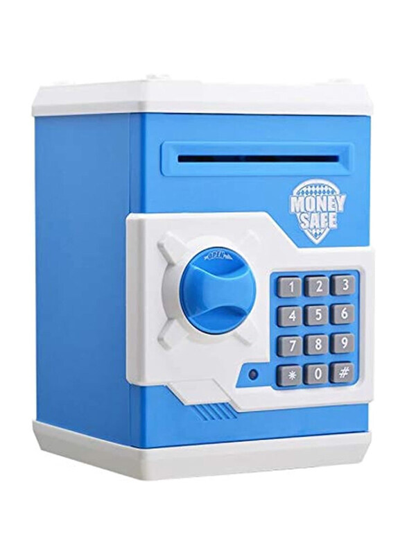

Generic Mini ATM Money Box Safety Electronic Password Chewing Coins Cash Deposit Machine for Children, Blue/White
