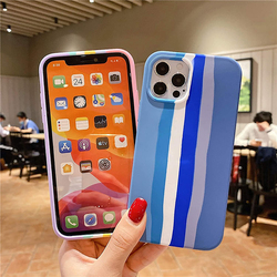 Apple iPhone 12/12 Pro 6.1-inch Rainbow Silicone Gel Shockproof Slim Hard Shell Soft Microfiber Liner Many Colours Mobile Phone Case Cover, Multicolour