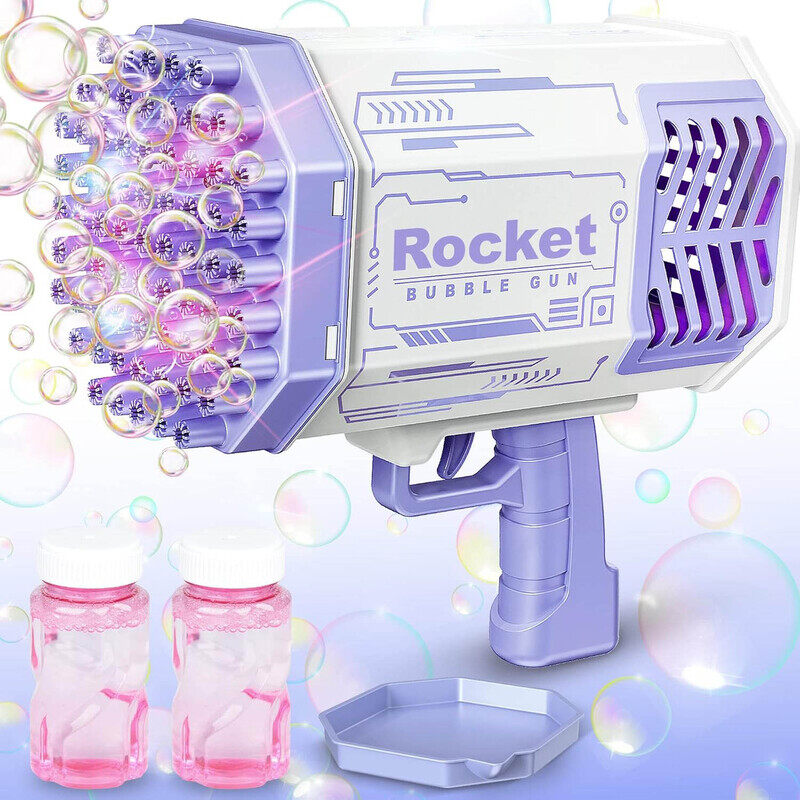 

Generic Upgraded 69 Holes Bubble Machine Gun with Lights, Purple, Ages 3+ Years