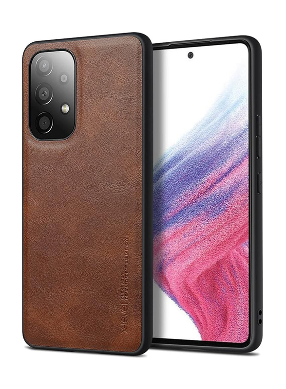 X-Level Samsung Galaxy A53 5g Thin Slim Premium PU Leather Soft Bumper Shockproof Anti-Scratch Protective Mobile Phone Case Cover, Brown