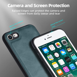 X-Level Apple iPhone SE Premium PU Leather Soft TPU Bumper Shockproof Protective Mobile Phone Case Cover, Midnight Green