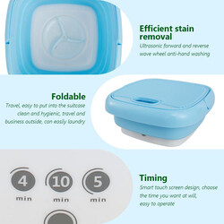 Mini Portable Foldable Washer & Spin Dryer Small Foldable Bucket Washing Machine, Blue