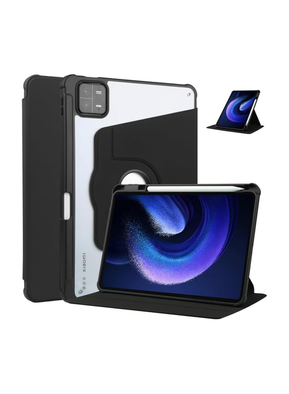 Xiaomi Pad 6 Pro 11 inch 2023 Tri-fold Protective Tablet Phone Case Cover with Pen Slot Holder, Black