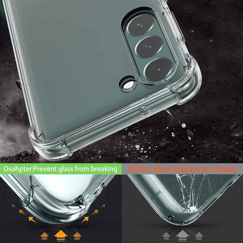 Samsung Galaxy S23 5g Glass Screen Protector & TPU Soft Edge Bumper Mobile Phone Case Cover, 3 Pieces, Clear