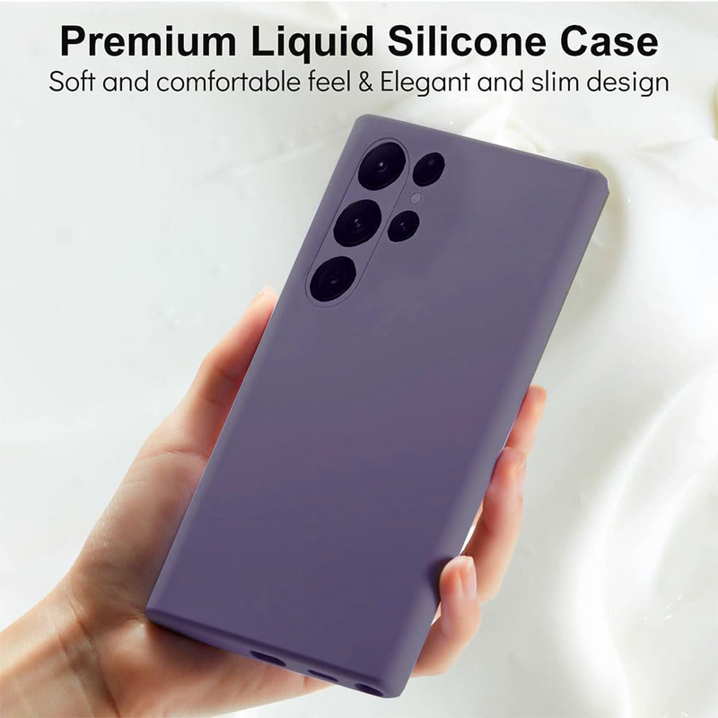 Samsung Galaxy S23 Ultra Silicone Rubber with Soft Microfiber Lining Mobile Phone Case Cover, Purple