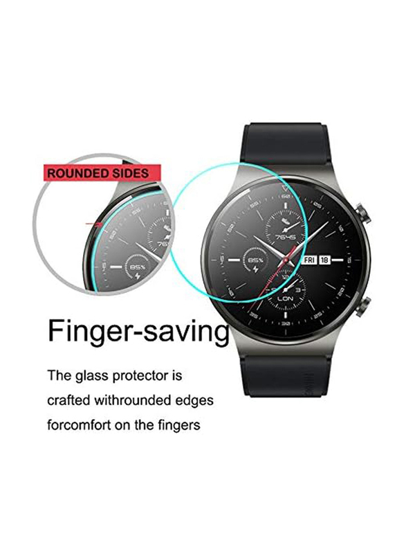 3D Tempered Glass Screen Protector for Huawei Watch GT2 Pro, 2 Pieces, Clear