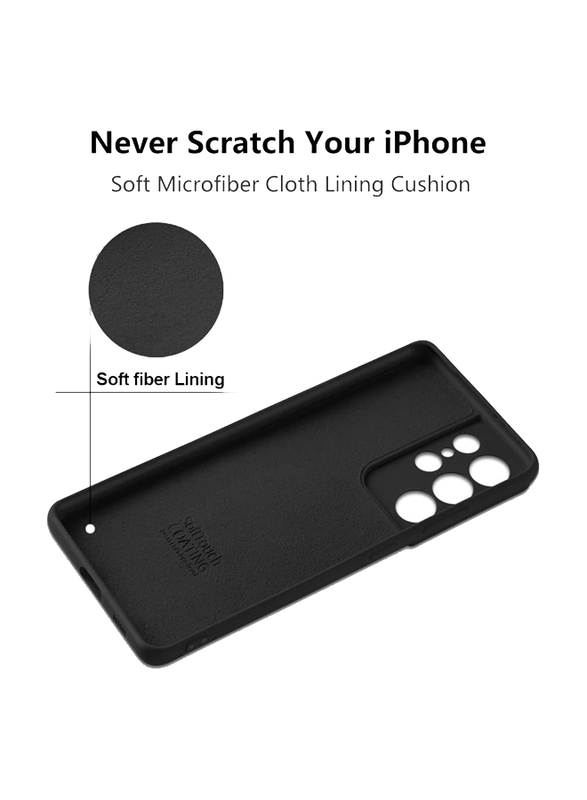 X-Level Samsung Galaxy S21 Ultra Dynamic Series Thin Soft Liquid Silicone Protective Mobile Phone Case Cover with Microfiber Lining Cushion, Black