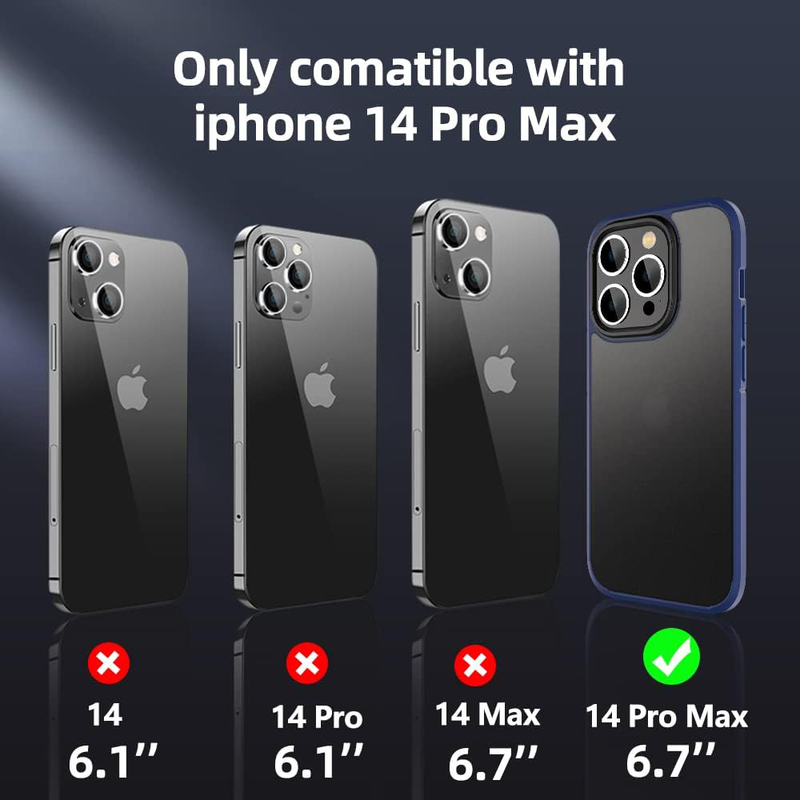 X-Level 6.7-inch Apple iPhone 14 Pro Max (2022) Shockproof Frosted Translucent Thin Military Grade Drop Anti-Drop Hard PC Slim Protective Mobile Phone Case Cover with Soft Silicone Edge, Blue