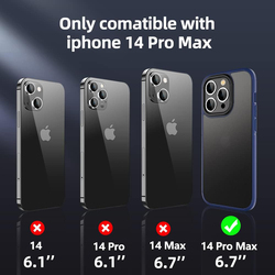 X-Level 6.7-inch Apple iPhone 14 Pro Max (2022) Shockproof Frosted Translucent Thin Military Grade Drop Anti-Drop Hard PC Slim Protective Mobile Phone Case Cover with Soft Silicone Edge, Blue