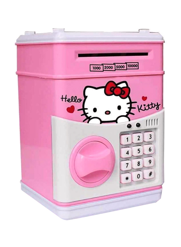 R H Lifestyle Hello Kitty Cartoon ATM Piggy Bank with Password, Pink/White