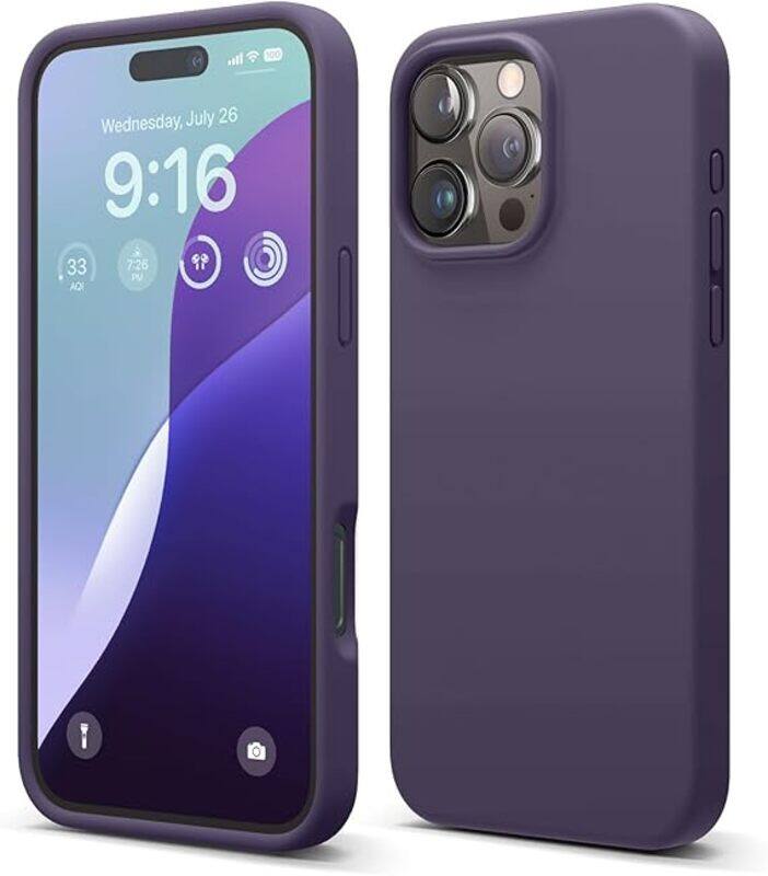 

Generic Liquid Silicone case for iPhone 16 Pro MAX case cover Full Body Protection, Shockproof, Slim, Anti-Scratch Soft Microfiber Lining Purple