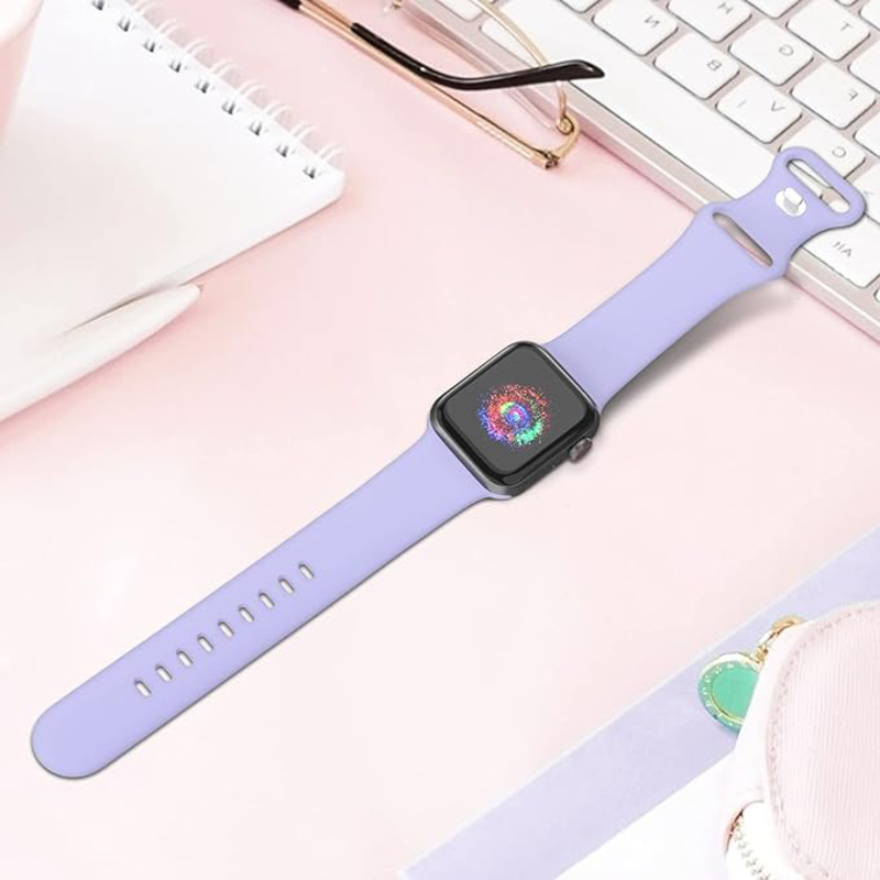 TreasureMax Elastic Soft Pattern Printed Solo Loop Stretchy Women Strap for Apple Watch 41mm/40mm/38mm/45mm/44mm/42mm/SE/7/6/5/4/3/2/1, Lavender