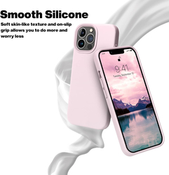 Otofly Apple iPhone 13 Pro Liquid Silicone Slim Protective Shockproof Anti-Scratch Microfiber Lining Mobile Phone Case Cover, Ice Pink