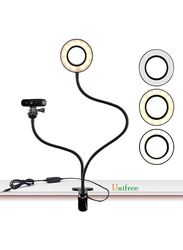 Selfie Ring Light and Cell Phone & Webcam Holder Stand, Black