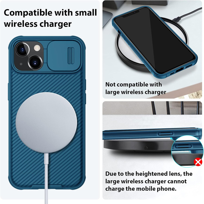 Nillkin Apple iPhone 13 Pro Max Magnetic Mag-Safe CamShield Pro Mobile Phone Case Cover with Camera Slide Cover, Blue