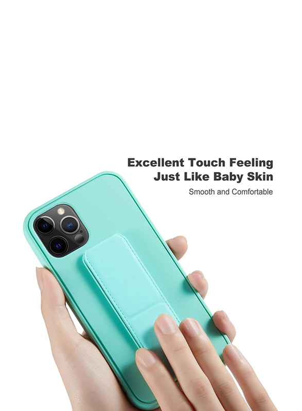 Apple iPhone 12/12 Pro Slim Hard Silicone Gel Rubber Premium TPU Foldable Magnetic Kickstand Mobile Phone Case Cover, Mint