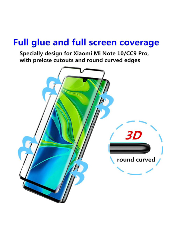 Xiaomi Mi Note 10/Note 10 Pro/CC9 Pro 6.47-Inch Full Coverage 2.5D 0.3mm 9H Hardness Tempered Glass Screen Protector, Clear