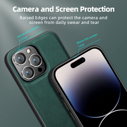 X-Level Apple iPhone 14 Pro Max 2022 Premium PU Leather Slim Protective Business Design Luxury Rugged Shockproof Non-Slip Mobile Phone Case Cover, Green