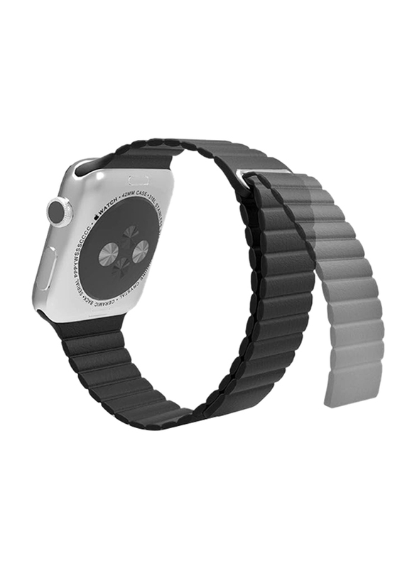 Leather Magnetic Loop Band for Apple Watch 38mm/40mm/41mm, Black