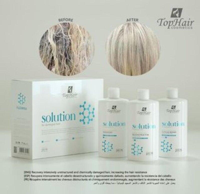 Top Hair Cosmetics Solution, Shampoo, Reconstructor and Cuticle Repair 3 x 500 Ml