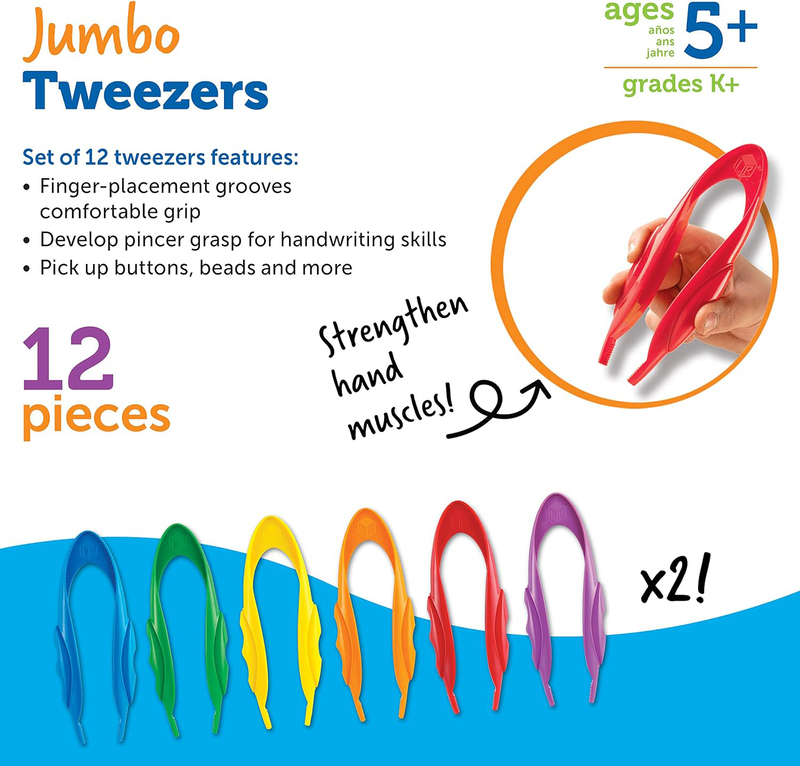 Learning Resources Primary Science Jumbo Tweezers, 12 Pieces, Ages 5+