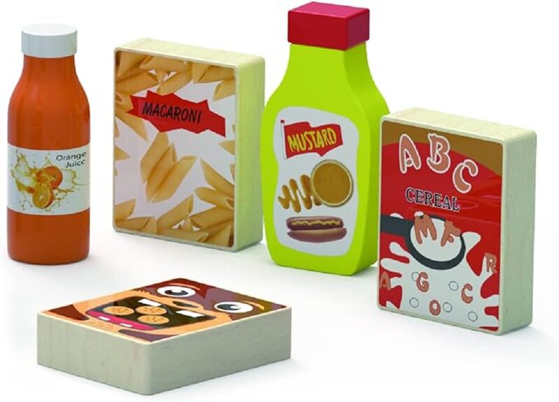 VIGA Wooden Large Food And Drink Set For Kids Ages 3+ Years