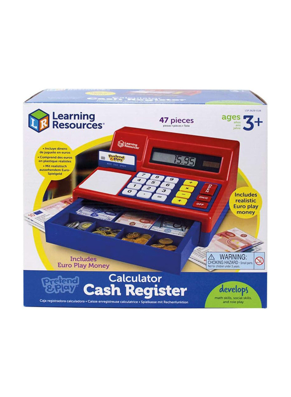 Learning Resources Pretend & Play Calculator Cash Register with Euro Money, Ages 3+