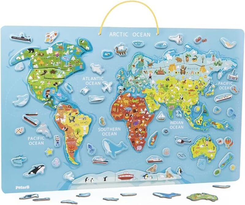Viga Jumbo Magnetic World Map Puzzle with White Board and Marker