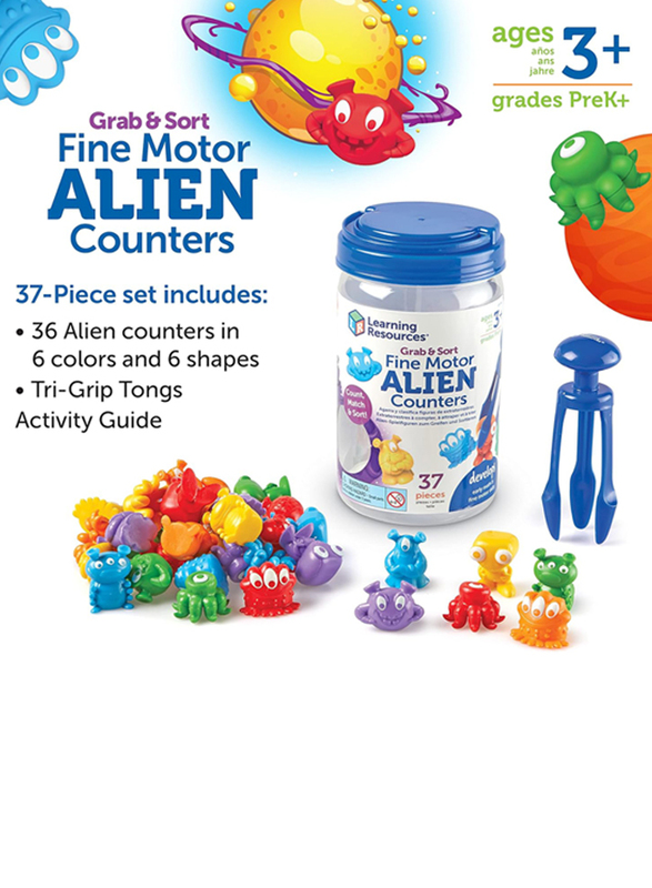 Learning Resources Grab & Sort Fine Motor Alien Counters, 37 Pieces, Ages 3+