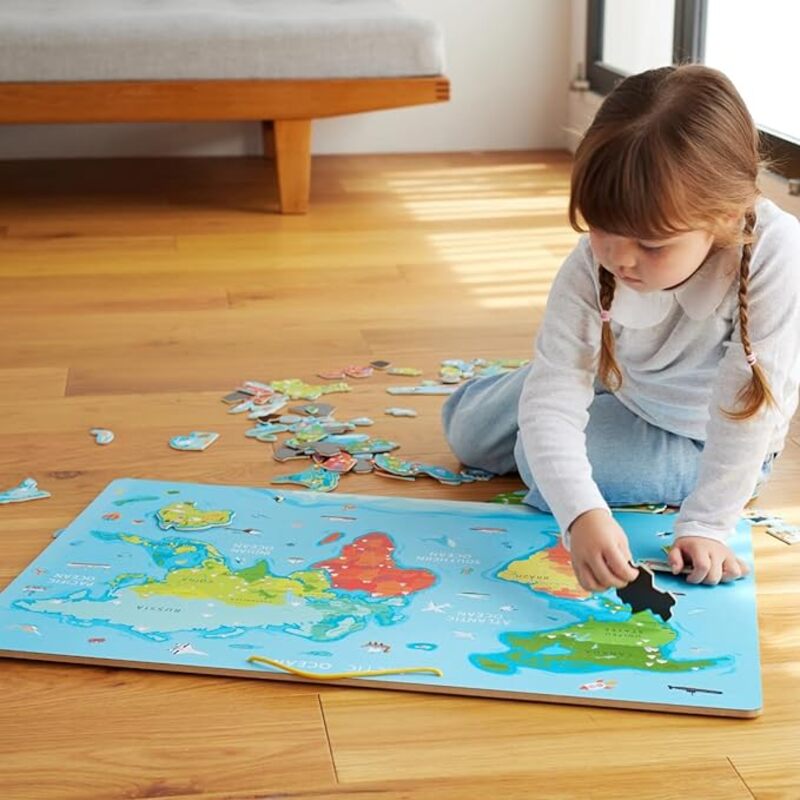 Viga Jumbo Magnetic World Map Puzzle with White Board and Marker