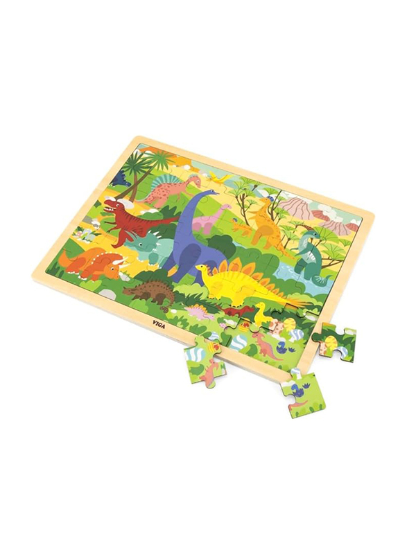 Viga 48 Piece Wooden Dinosaur World Puzzle, Ages 3+