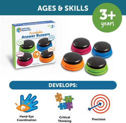 Learning Resources Recordable Answer Buzzers, 4 Pieces, Multicolour