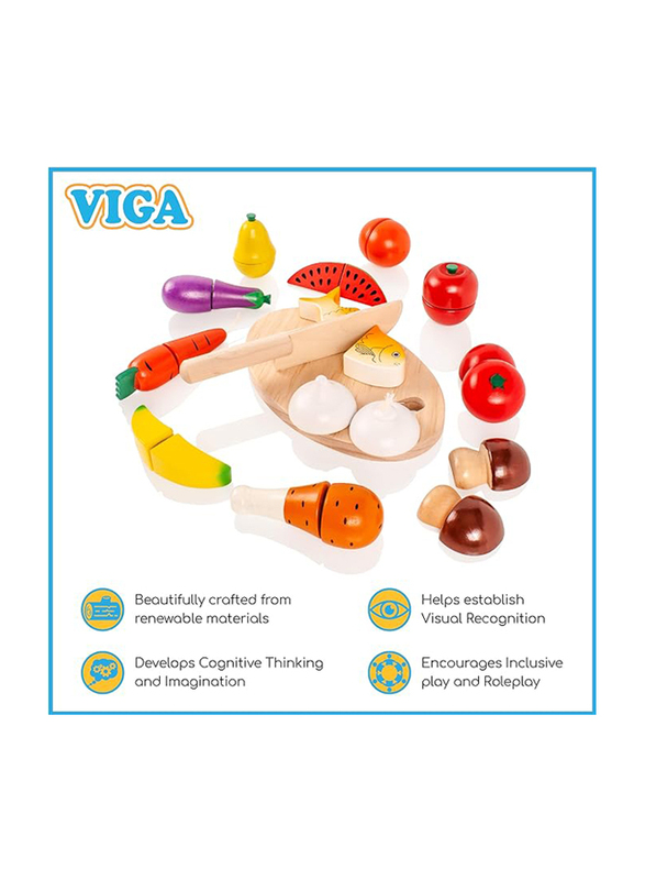 Viga Wooden Cutting Food Set, Ages 18+