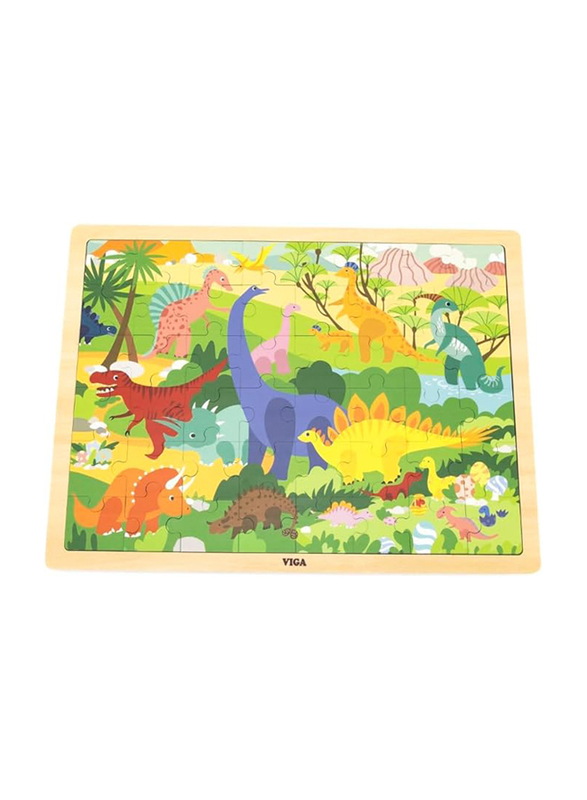 Viga 48 Piece Wooden Dinosaur World Puzzle, Ages 3+