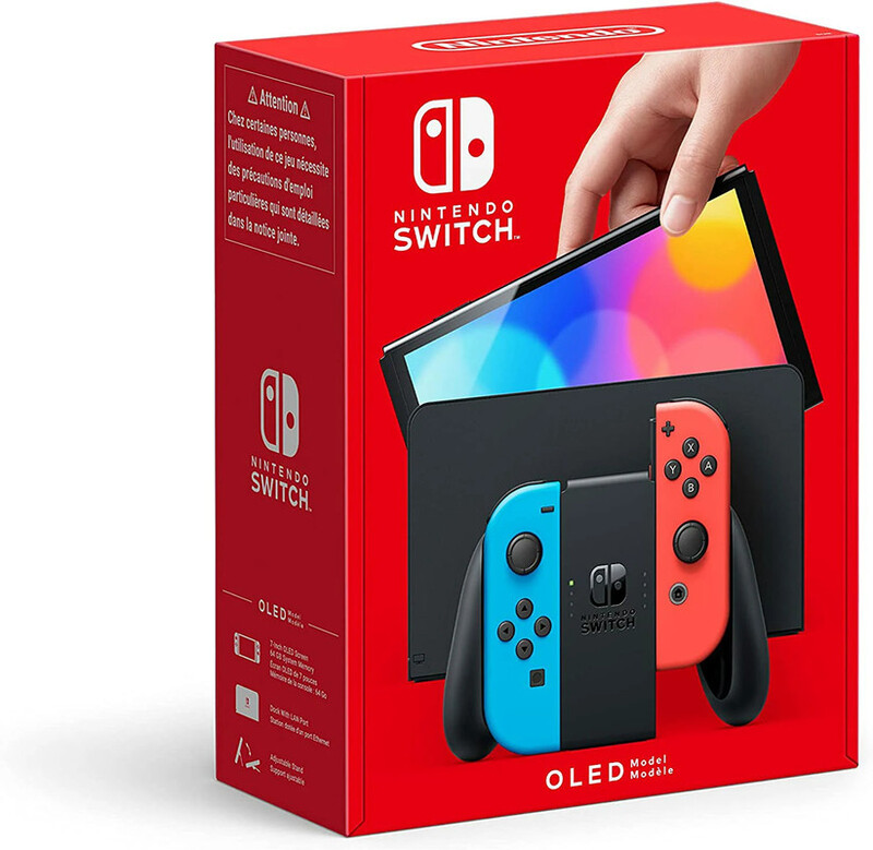 Switch OLED (2021) Model - Neon Blue & Red Joy Con (Intl Version)