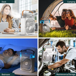 Portable Air Conditioners,Mini Evaporative Cooler,700ml Cooler 3 Speeds,USB Personal Conditioner with 7 LED Light, 1-3H Timer AC Cooling Fan for car Home Office Room, Green