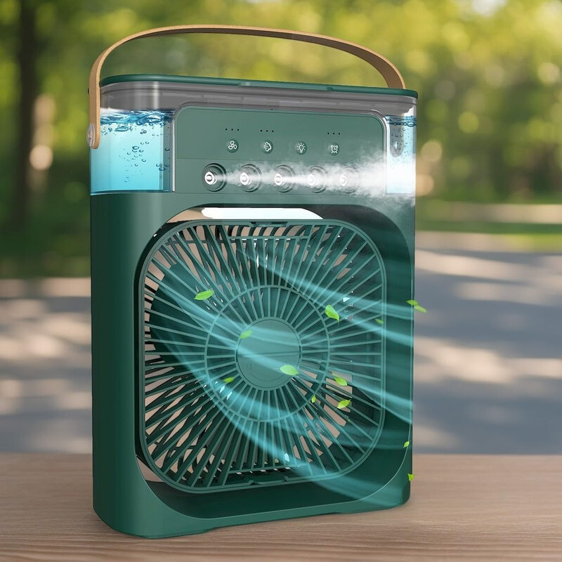 Portable Air Conditioners,Mini Evaporative Cooler,700ml Cooler 3 Speeds,USB Personal Conditioner with 7 LED Light, 1-3H Timer AC Cooling Fan for car Home Office Room, Green