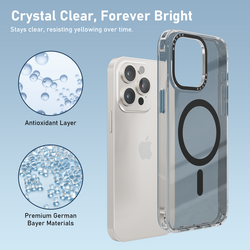 Mezone Clear MagSafe Phone Case, Shock Absorbing & Anti-Yellowing Case For iPhone 14 Pro Black