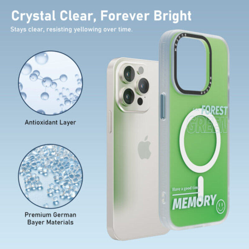 Mezone Memory MagSafe Case, Shockproof & Anti-Yellowing Phone Case Compatible For iPhone 14 Pro Green