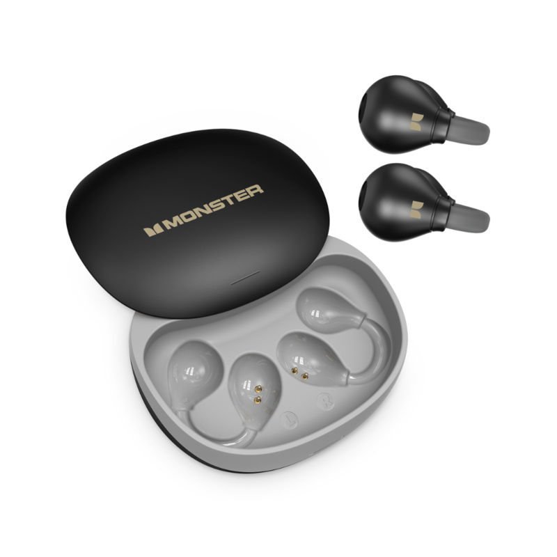 

Monster Open-Ear AC500 Air Conduction Bluetooth Wireless Earbuds, Waterproof Sports Earphones with Noise-Cancelling & Built-In Mic, Black