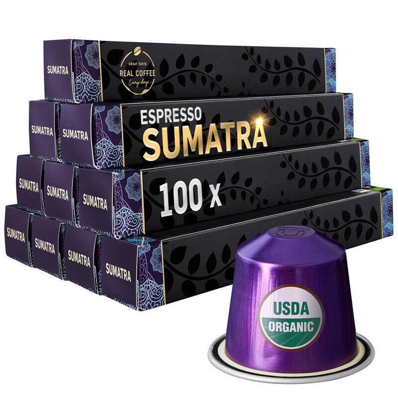 

Real Coffee Sumatra Organic Single Origin Italian Espresso, Pack of 10, 100 Aluminum Capsules, 100% Arabica