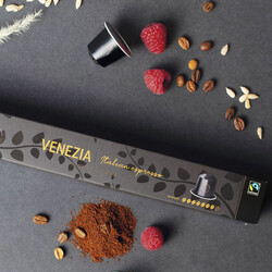 Venezia Espresso Coffee Capsules, Single Unit, 10 Aluminum Capsules, 80% Arabica 20% Robusta